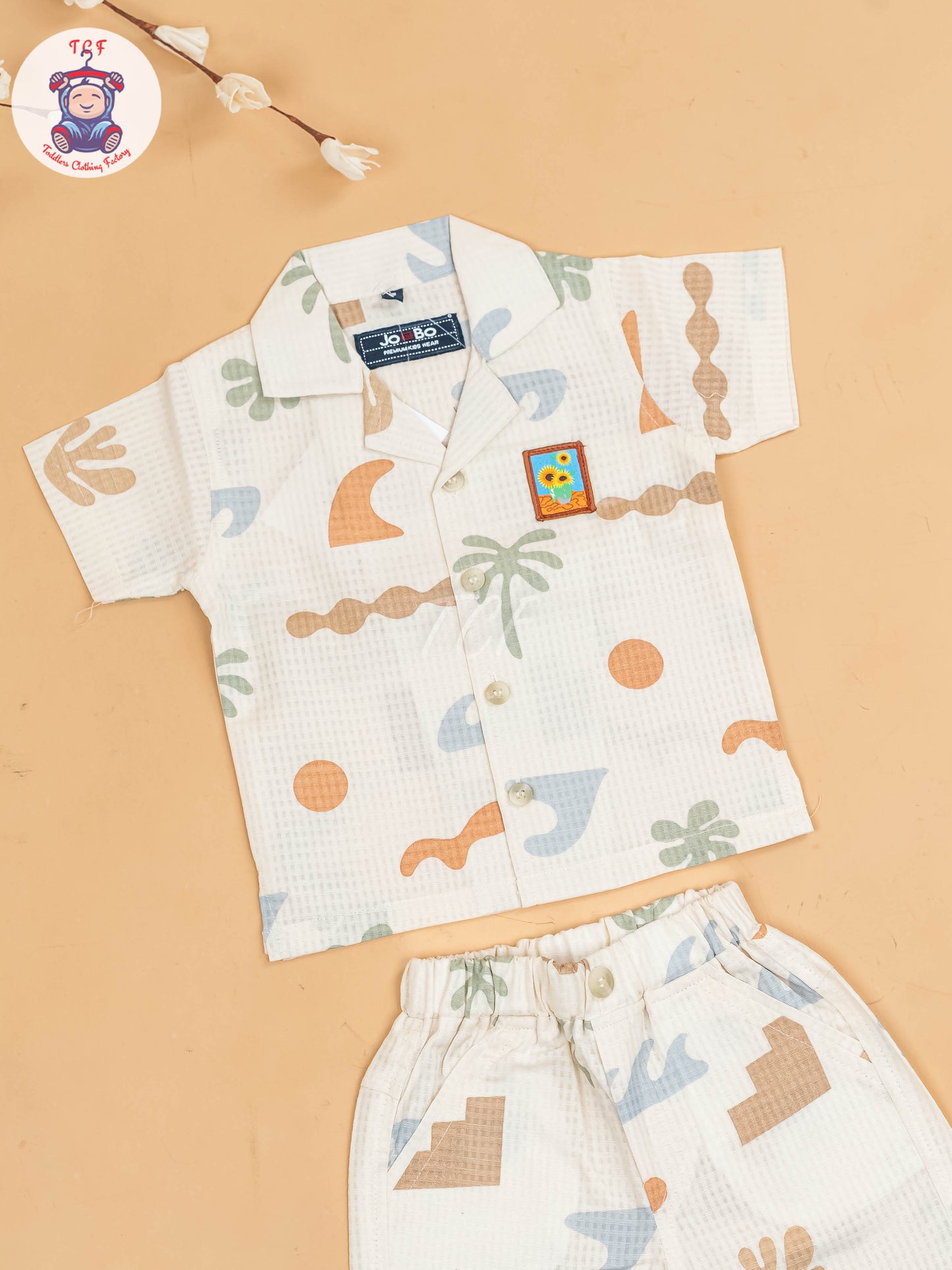 Cream - Boys Readymade Cotton Shirts & Shorts