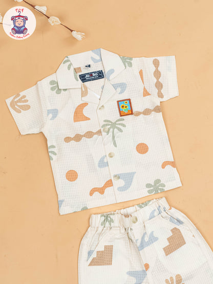 Cream - Boys Readymade Cotton Shirts & Shorts