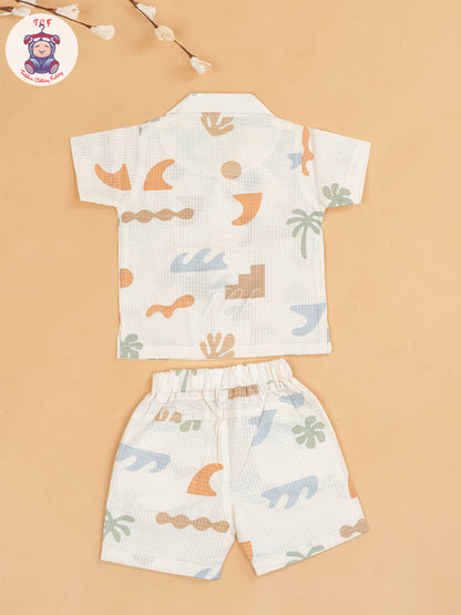 Cream - Boys Readymade Cotton Shirts & Shorts