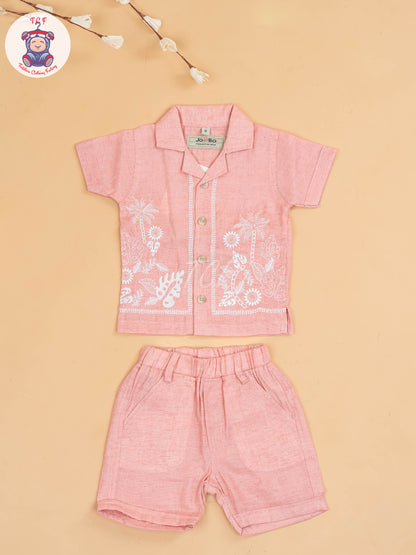 Onion Pink - Boys Readymade Cotton Shirts & Shorts