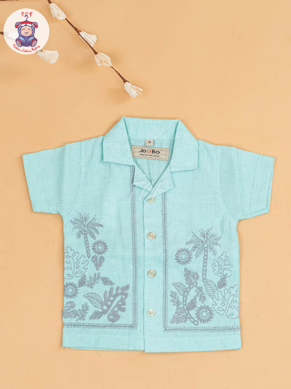 Light Blue - Boys Readymade Cotton Shirts & Shorts