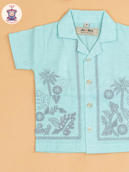 Light Blue - Boys Readymade Cotton Shirts & Shorts