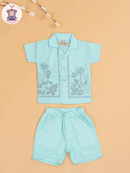 Light Blue - Boys Readymade Cotton Shirts & Shorts