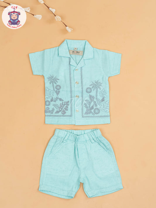 Light Blue - Boys Readymade Cotton Shirts & Shorts
