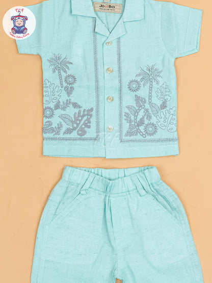 Light Blue - Boys Readymade Cotton Shirts & Shorts