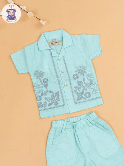 Light Blue - Boys Readymade Cotton Shirts & Shorts