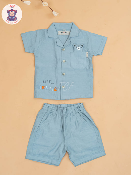 Light Blue - Boys Readymade Cotton Shirts & Shorts
