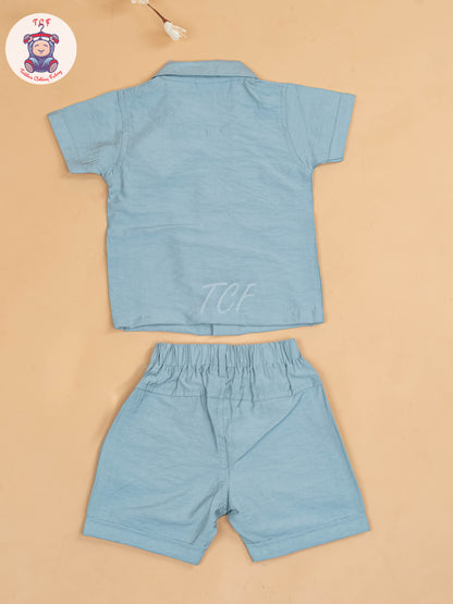 Light Blue - Boys Readymade Cotton Shirts & Shorts