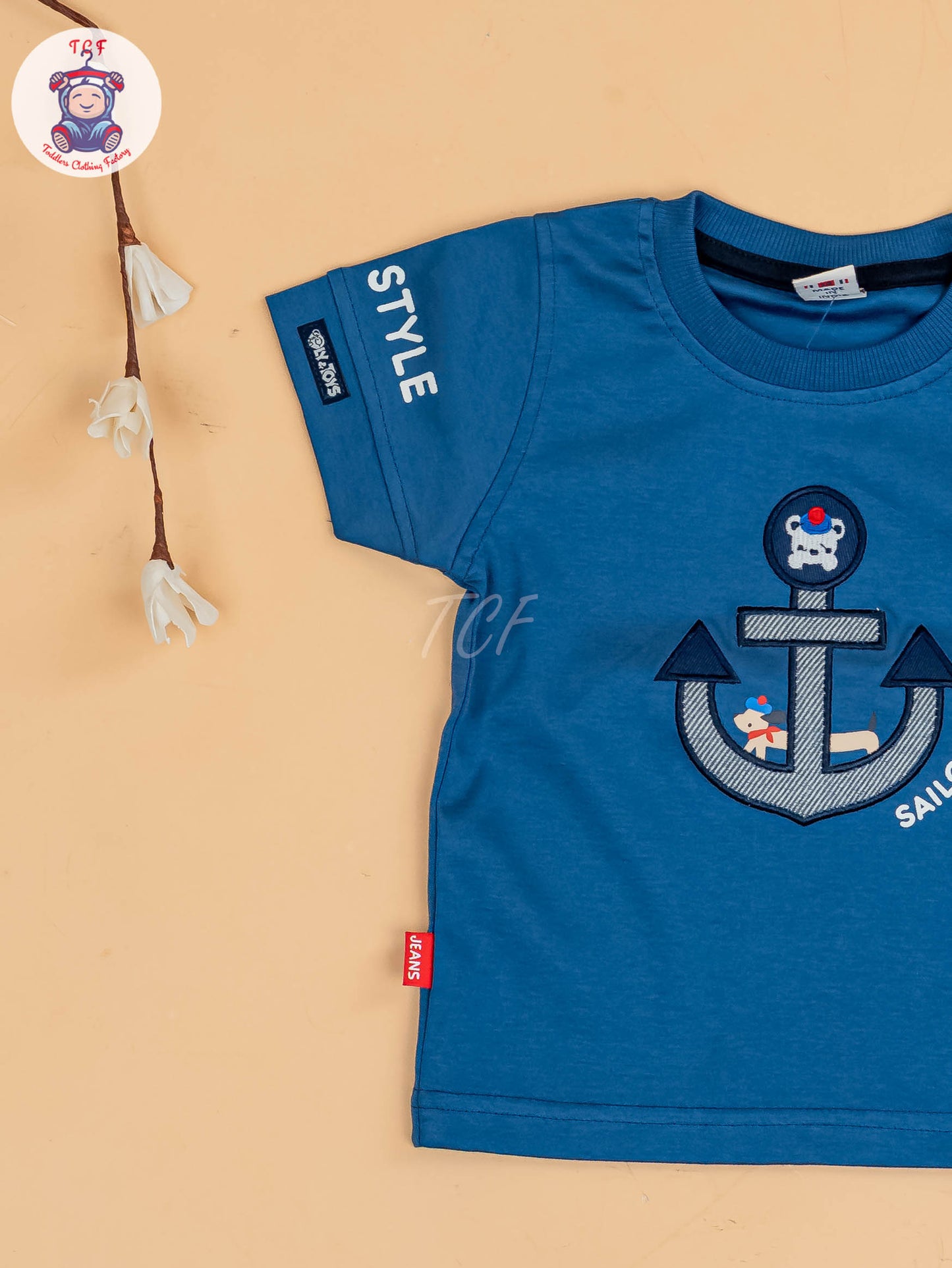 Blue & Grey - Half Sleeves T-Shirts & Shorts Set With Suspender