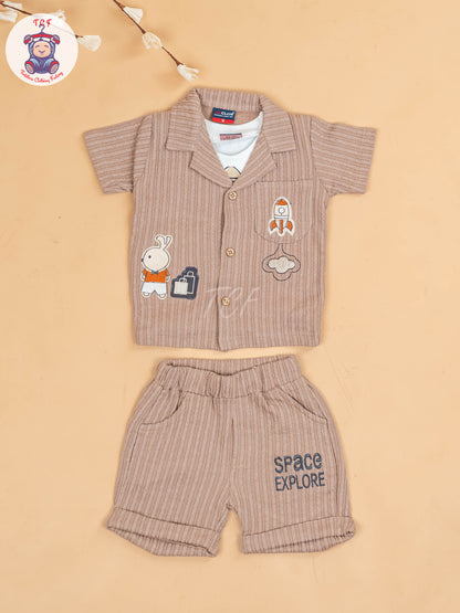 Choclate Brown - Boys Readymade Cotton Shirts & Shorts