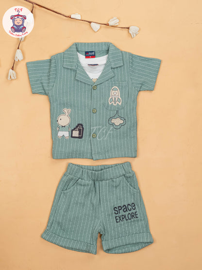 Light Green - Boys Readymade Cotton Shirts & Shorts