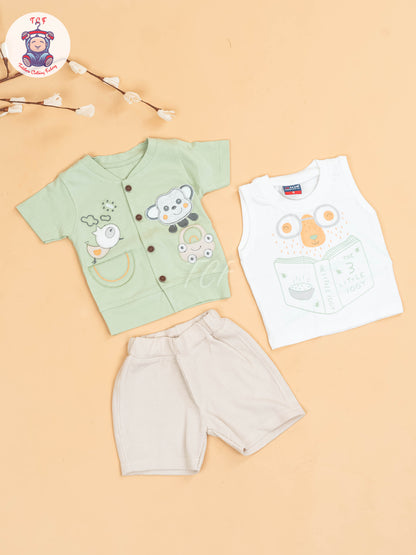 Light Green - Boys Readymade T-Shirts & Shorts
