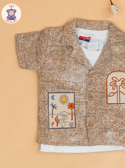 Brown - Boys Readymade Cotton Shirts & Shorts