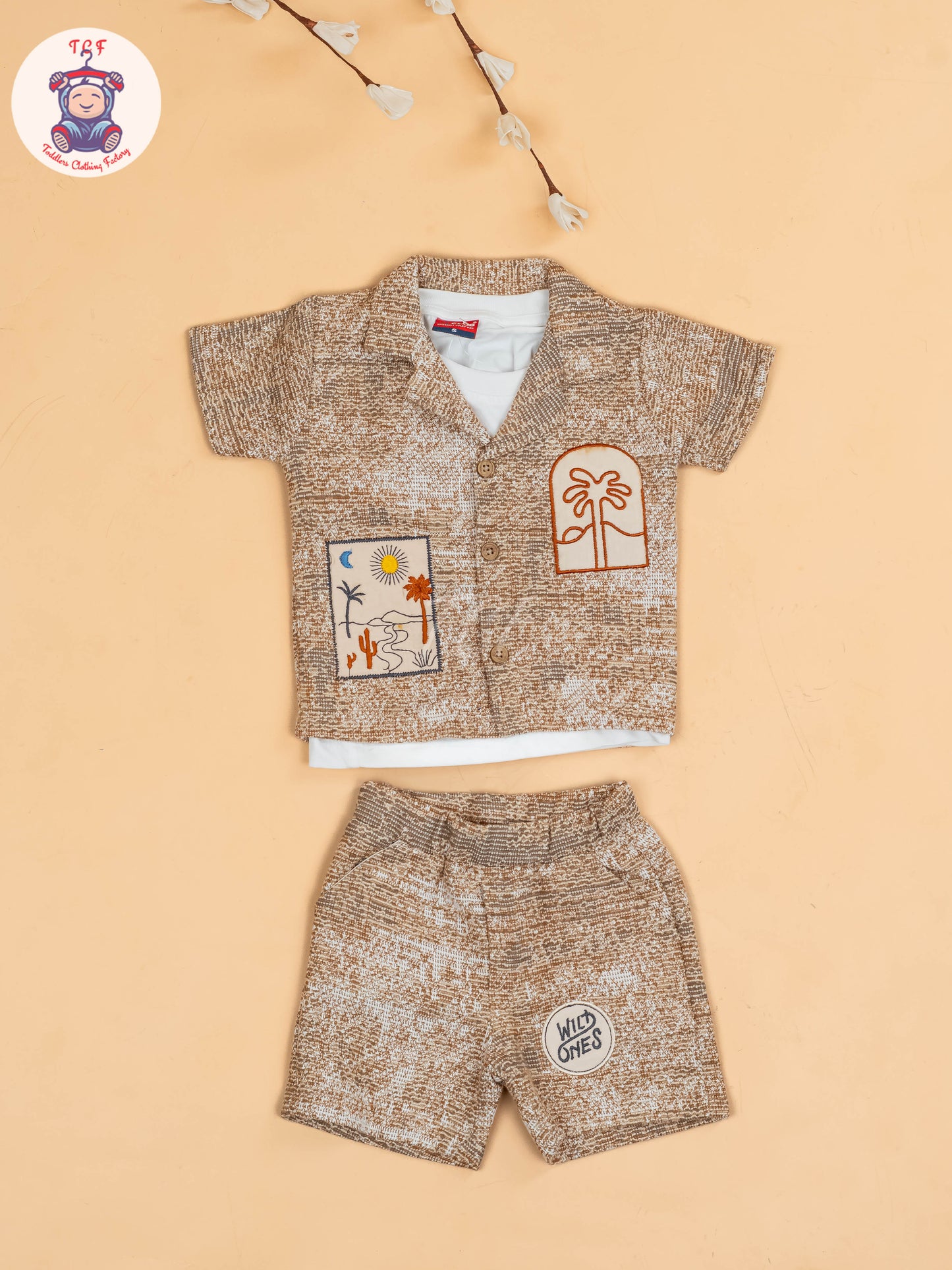 Brown - Boys Readymade Cotton Shirts & Shorts