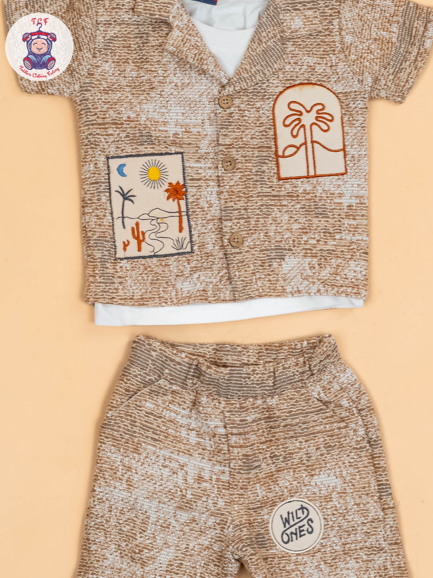 Brown - Boys Readymade Cotton Shirts & Shorts