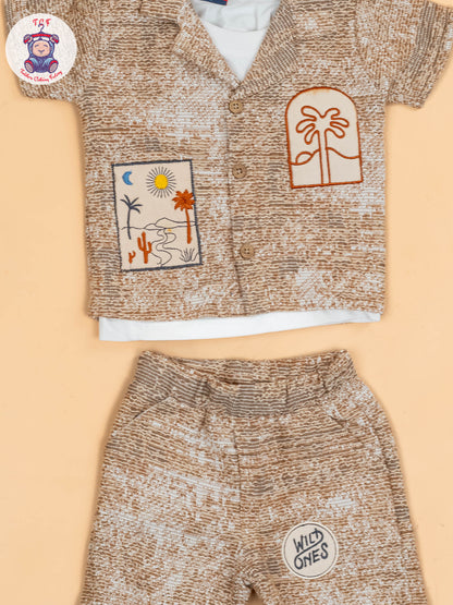 Brown - Boys Readymade Cotton Shirts & Shorts