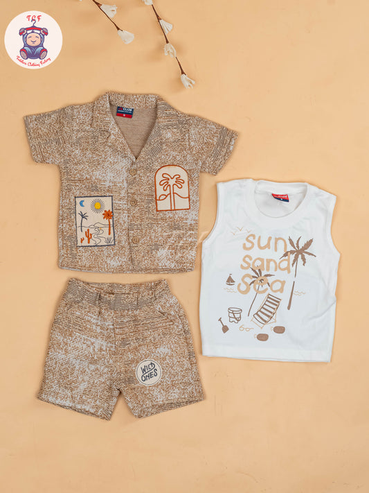 Brown - Boys Readymade Cotton Shirts & Shorts