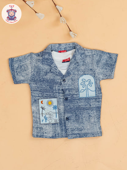 Blue - Boys Readymade Cotton Shirts & Shorts