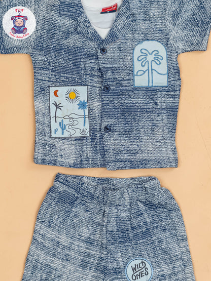Blue - Boys Readymade Cotton Shirts & Shorts