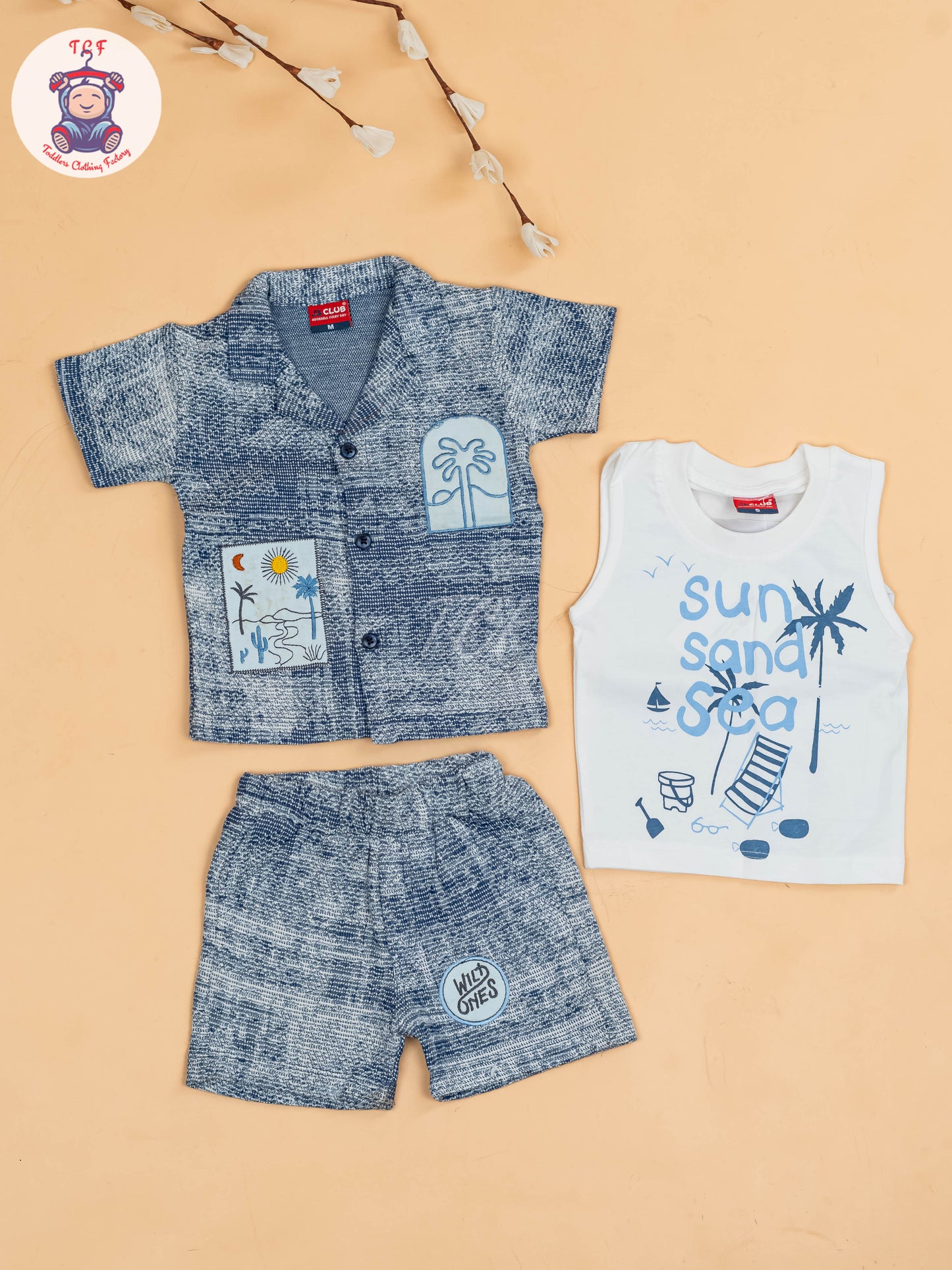 Blue - Boys Readymade Cotton Shirts & Shorts