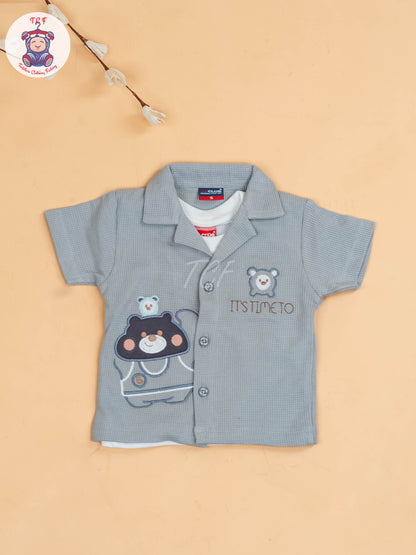 Grey - Boys Readymade Cotton Shirts & Shorts