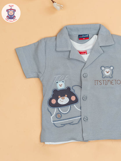 Grey - Boys Readymade Cotton Shirts & Shorts