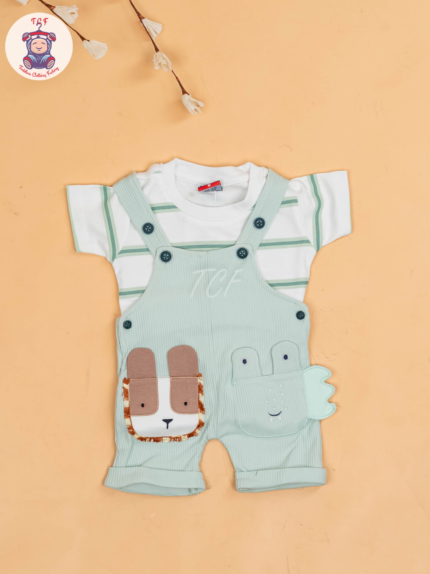 White & Green - Stripes Jumpsuits