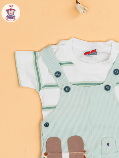 White & Green - Stripes Jumpsuits