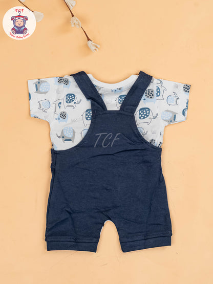 White & Navy Blue - Elephant Jumpsuits
