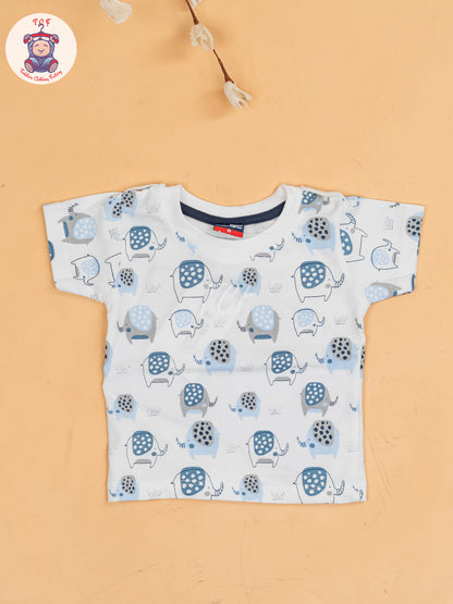 White & Navy Blue - Elephant Jumpsuits