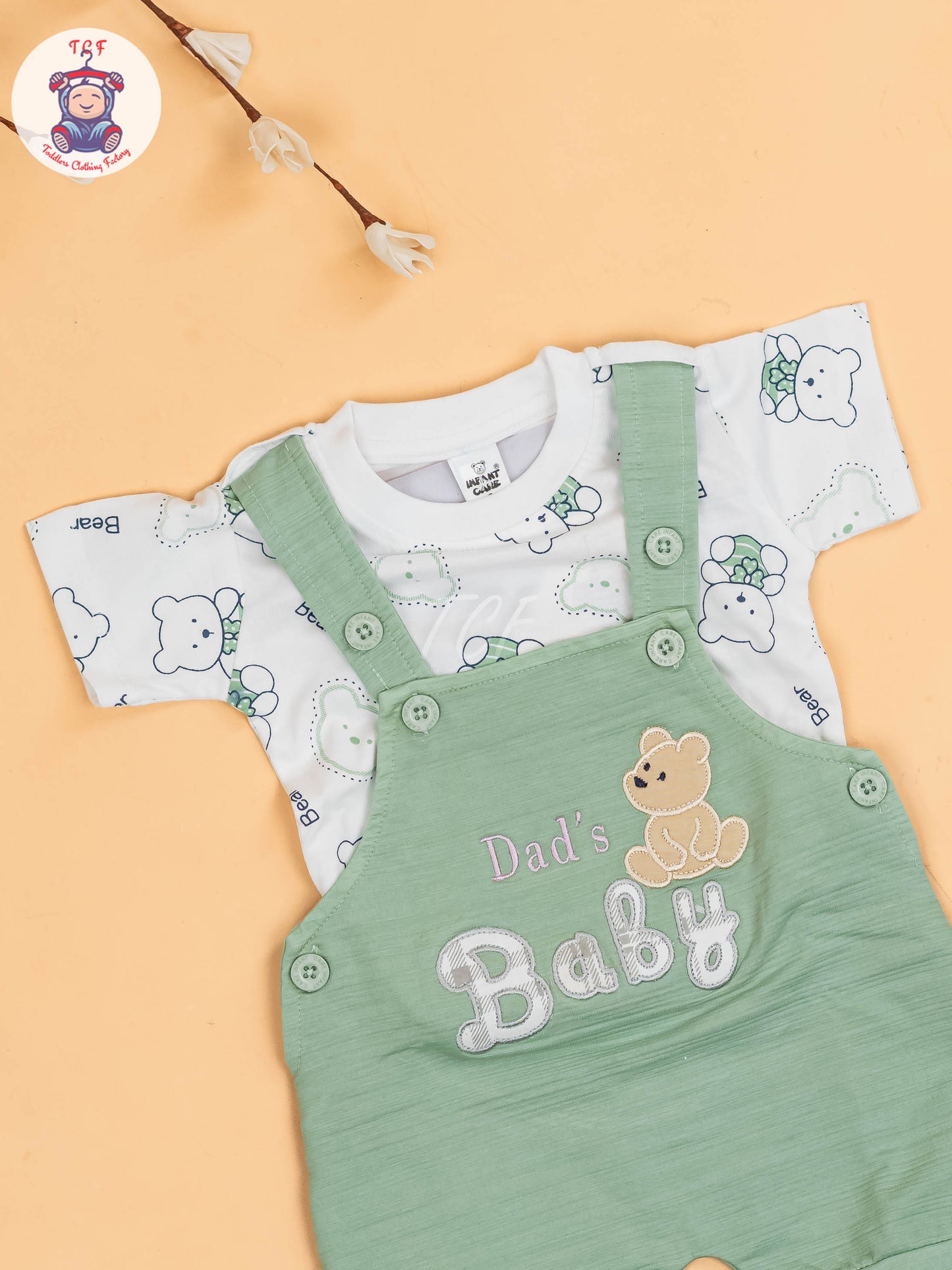 White & Green - Dads Baby Jumpsuits