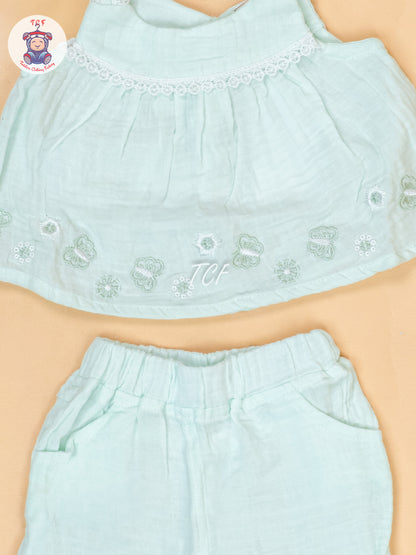 Pista Green & White - Top & Shorts