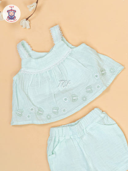 Pista Green & White - Top & Shorts