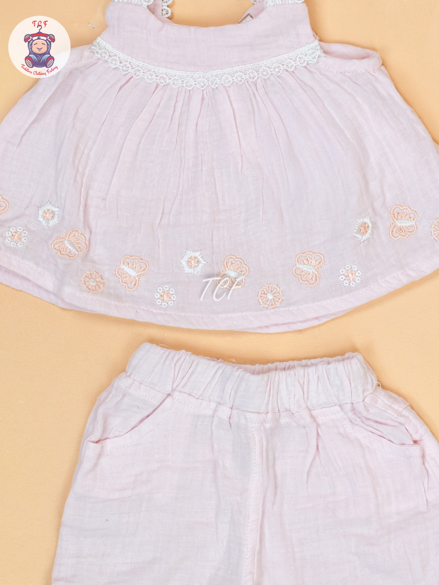 Baby Pink & White - Top & Shorts