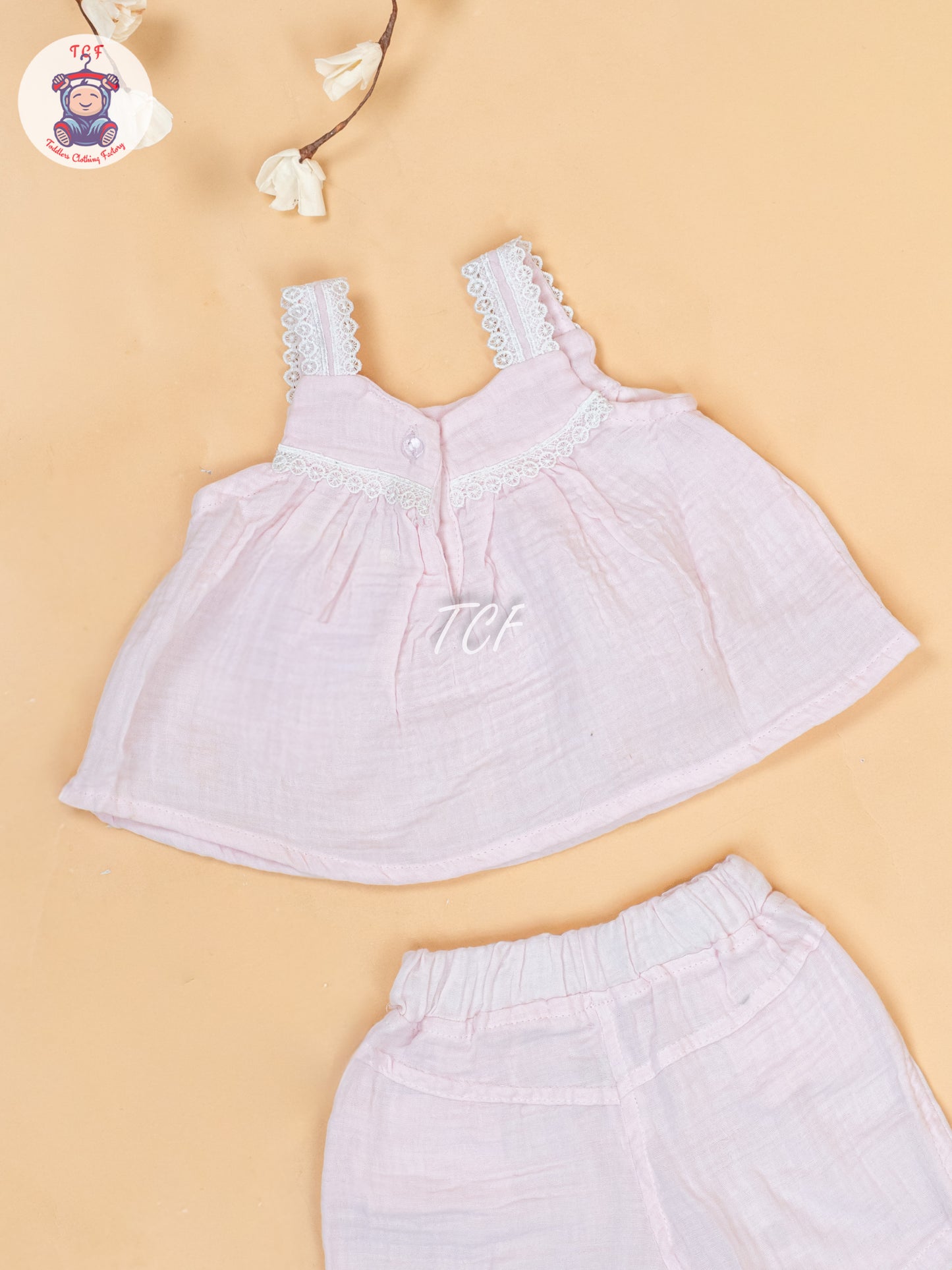 Baby Pink & White - Top & Shorts