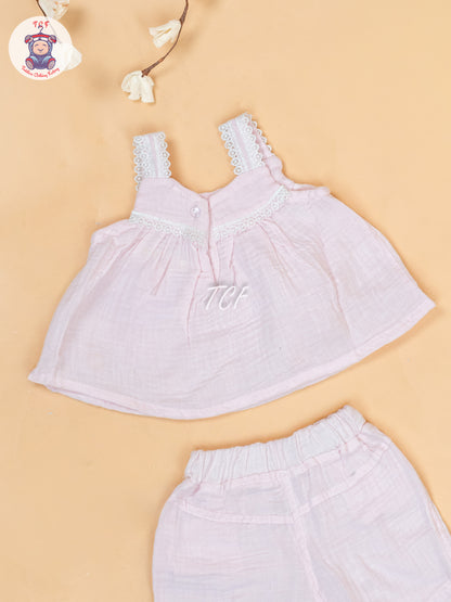 Baby Pink & White - Top & Shorts