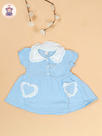 Sky Blue & White - Cotton Frock