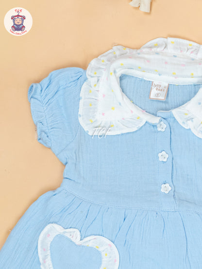 Sky Blue & White - Cotton Frock