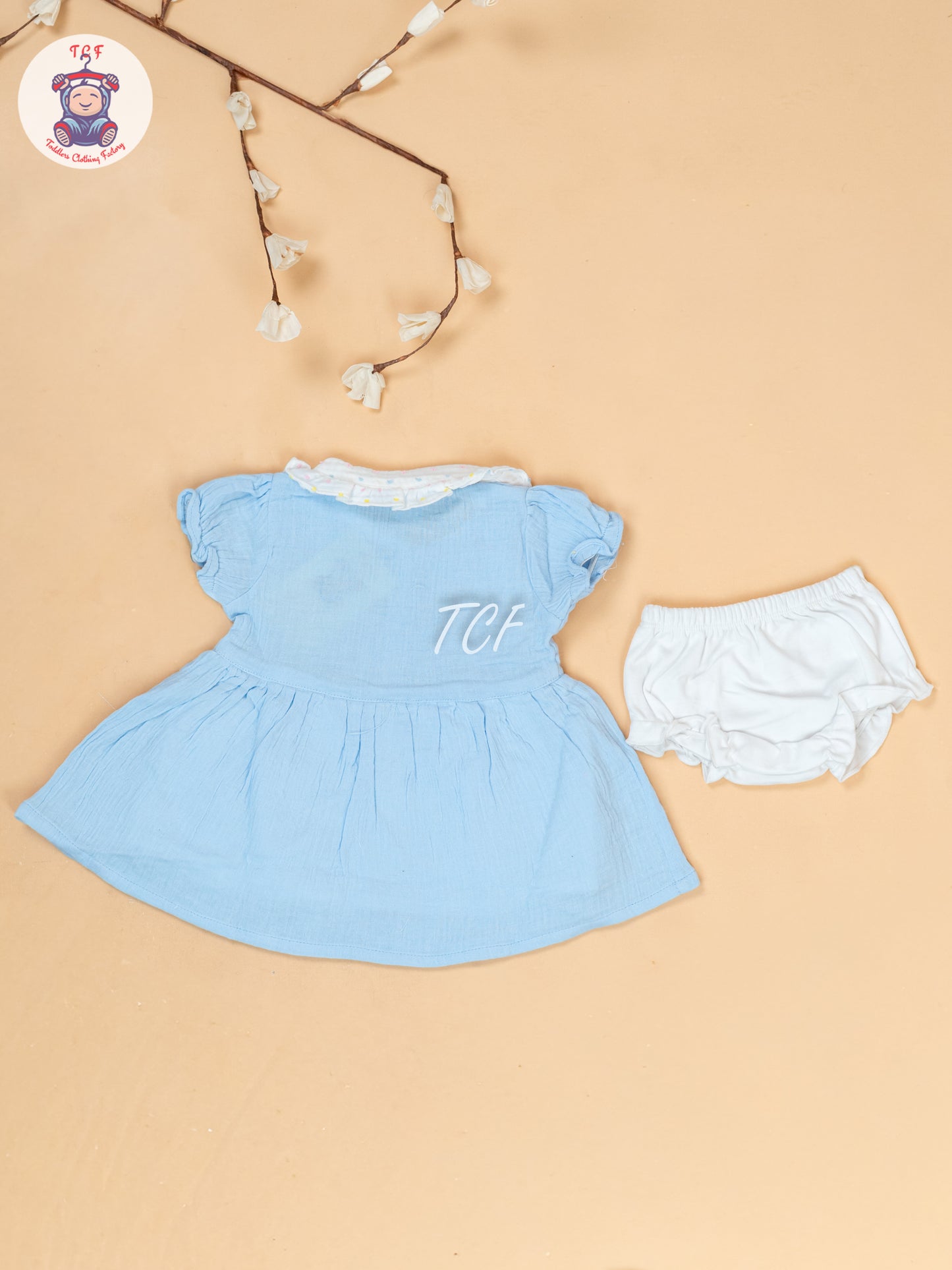 Sky Blue & White - Cotton Frock