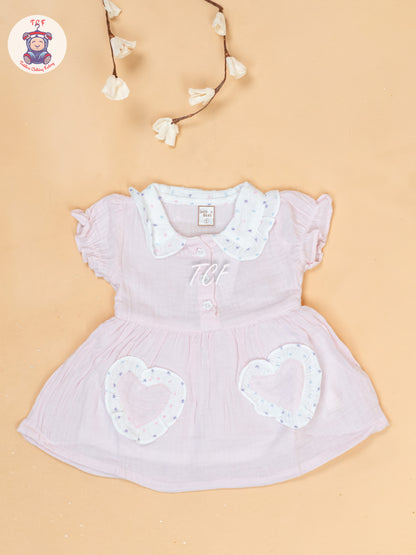 Baby Pink & White - Cotton Frock