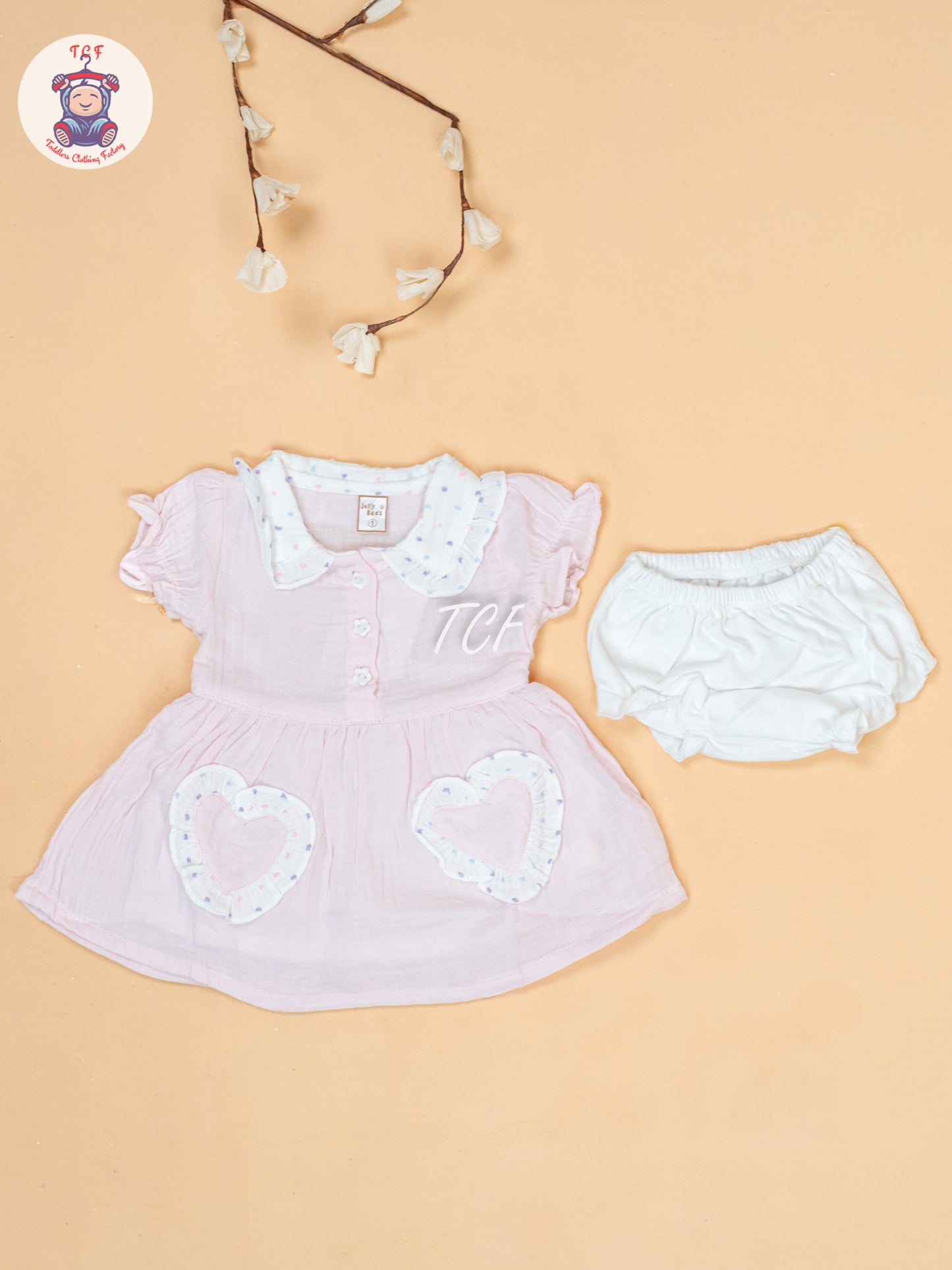 Baby Pink & White - Cotton Frock