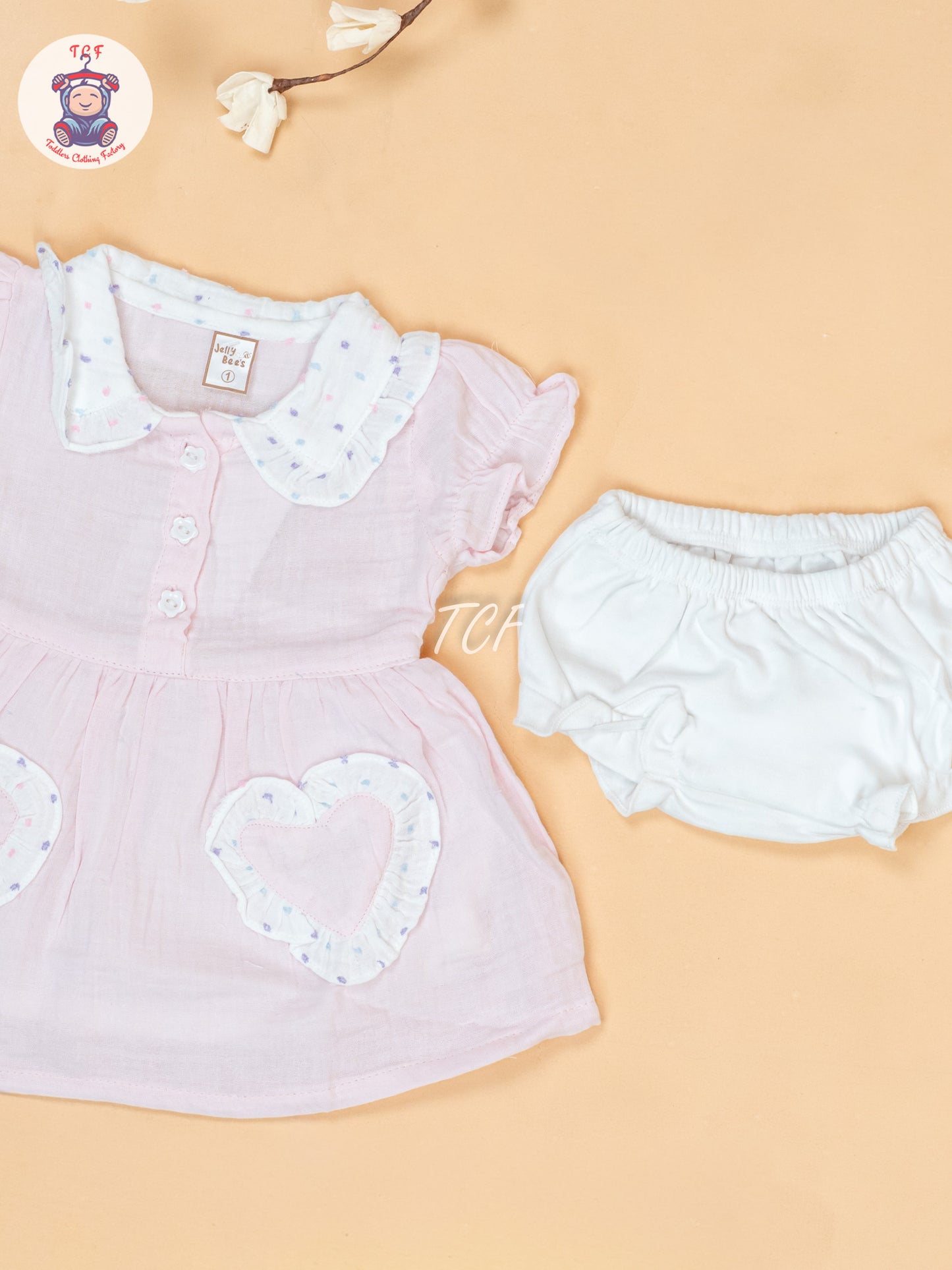 Baby Pink & White - Cotton Frock