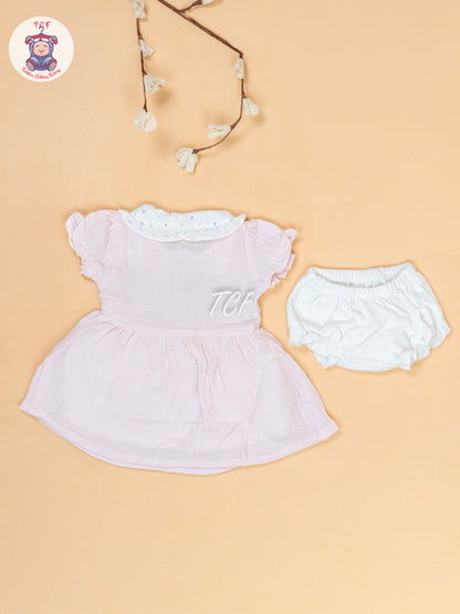Baby Pink & White - Cotton Frock