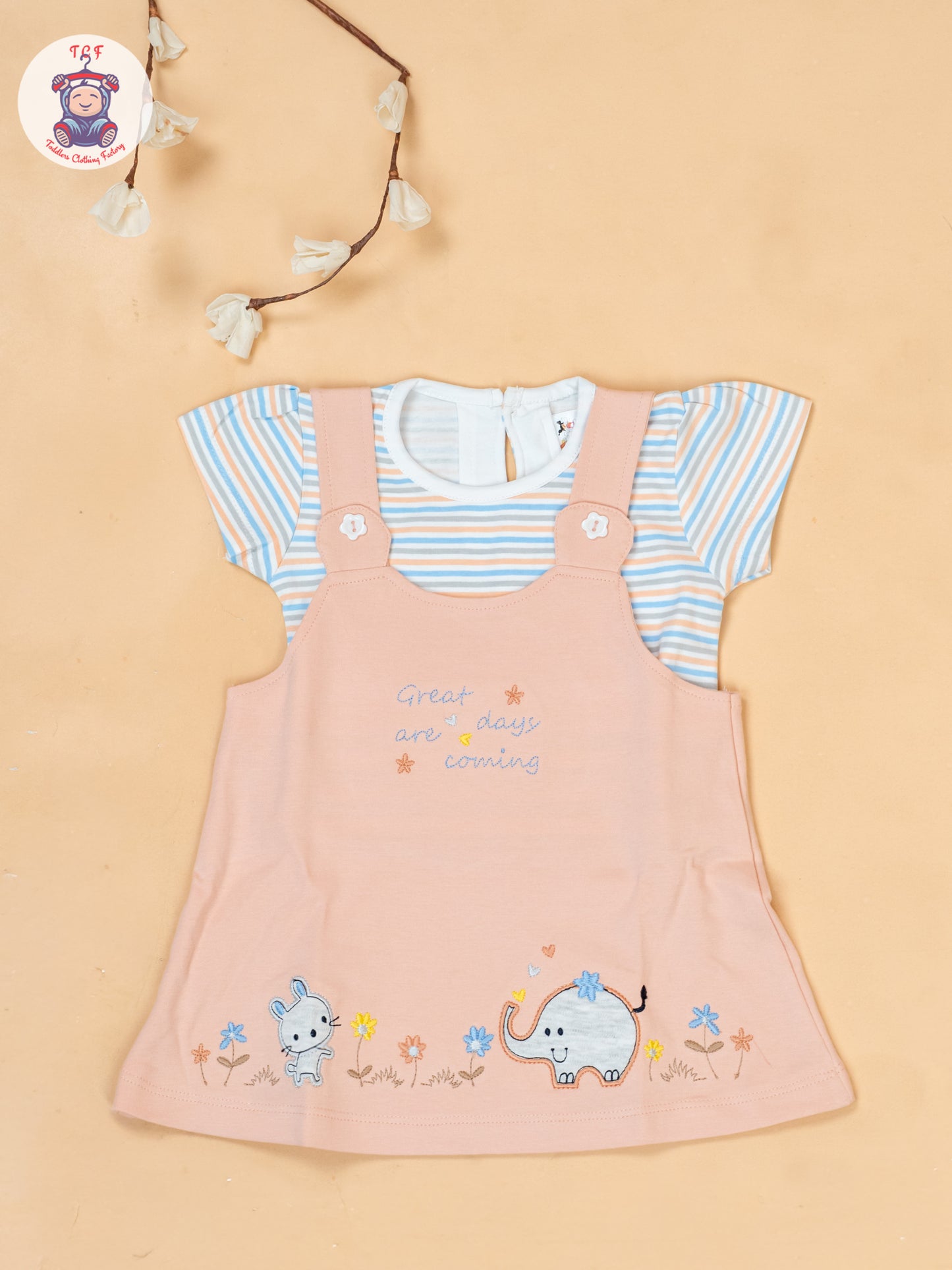 Peach & White - Cotton Frock