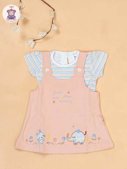 Peach & White - Cotton Frock