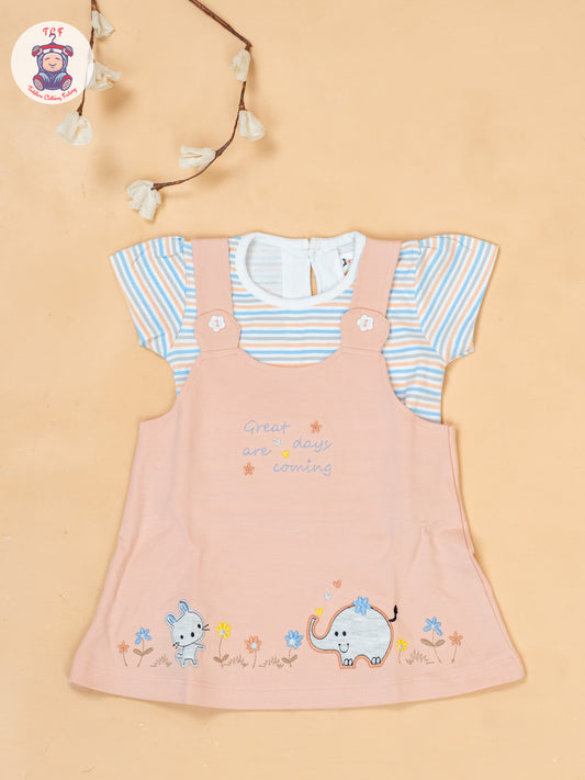 Peach & White - Cotton Frock