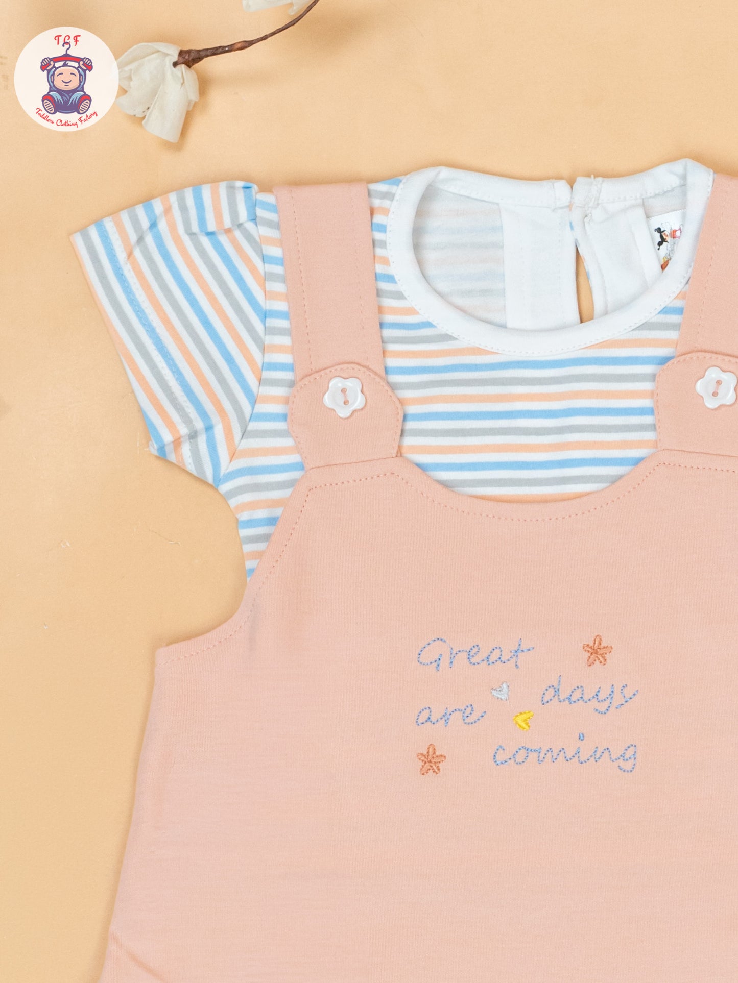 Peach & White - Cotton Frock