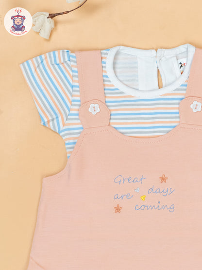Peach & White - Cotton Frock