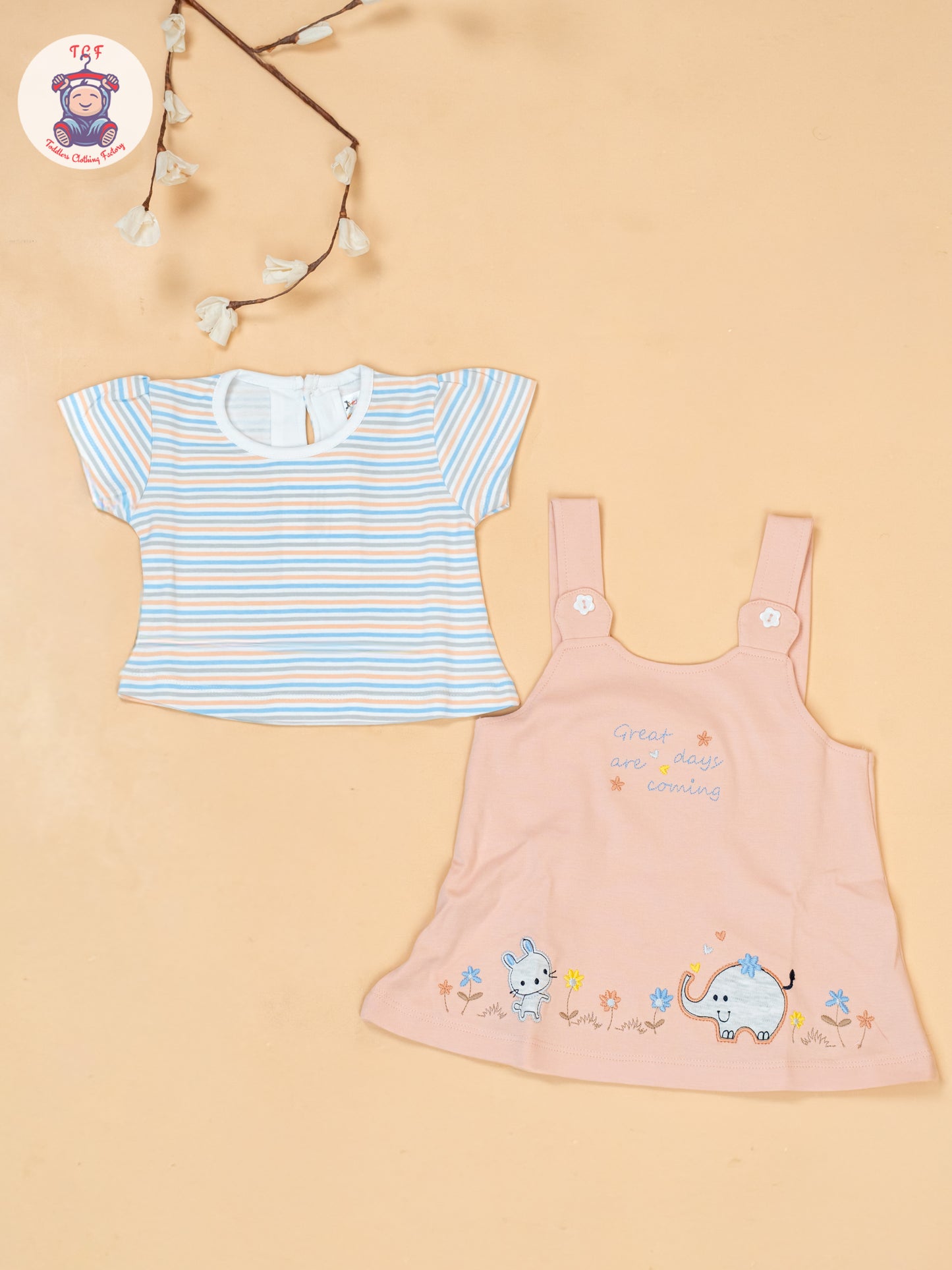 Peach & White - Cotton Frock