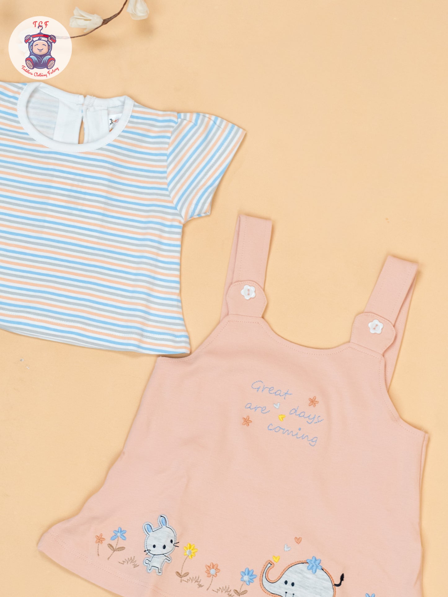 Peach & White - Cotton Frock